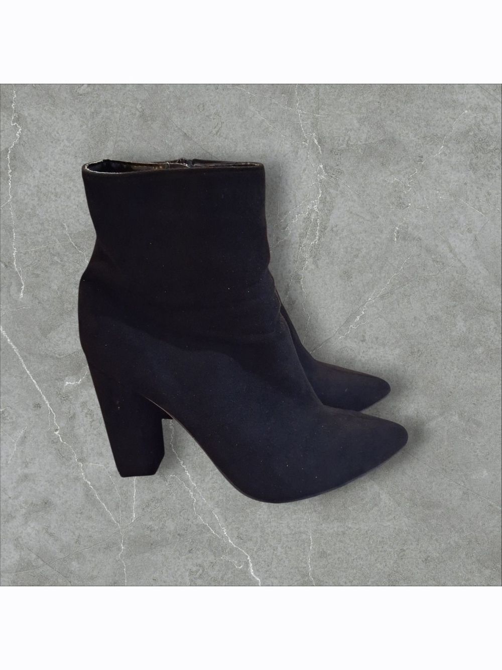 Women's Black Pointed Toe Block Heel Ankle Boots